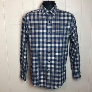 LL Bean Long Sleeve Buttondown Shirt Sz S Small Blue Grey Plaid